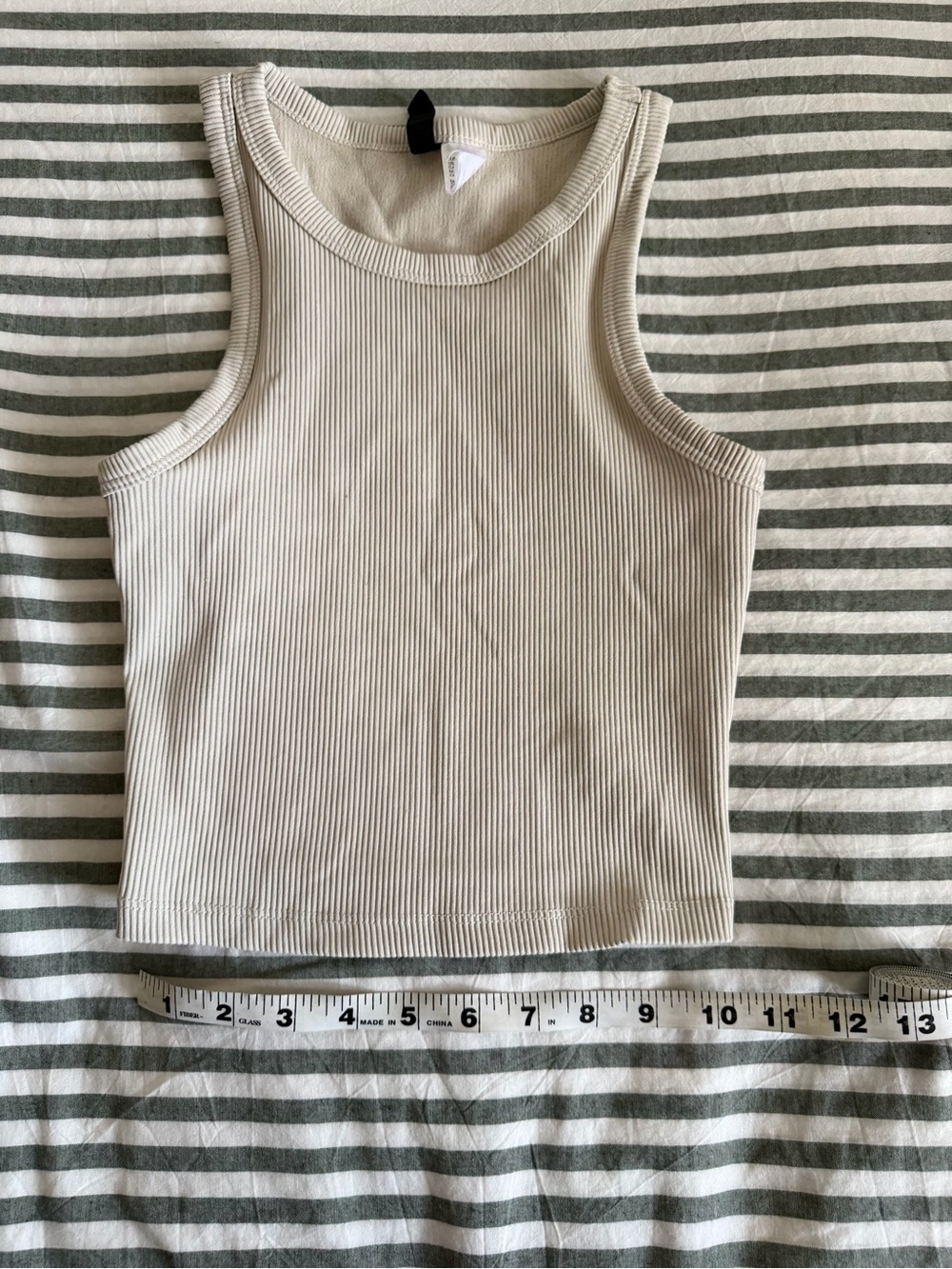 H&M Cream Ribbed Tank Crop Top - Picture 2 of 3